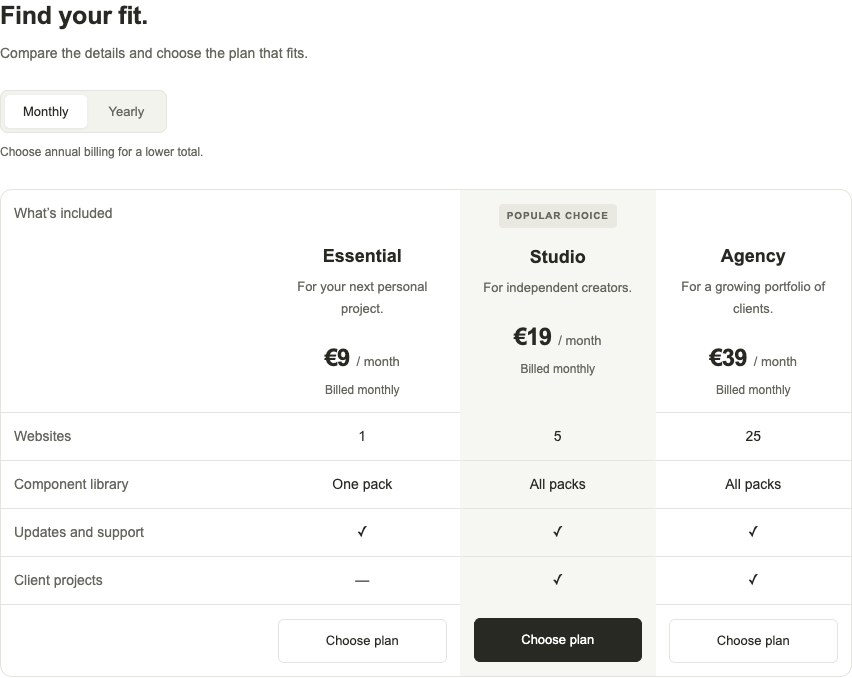 Comparison widget with illustrative content