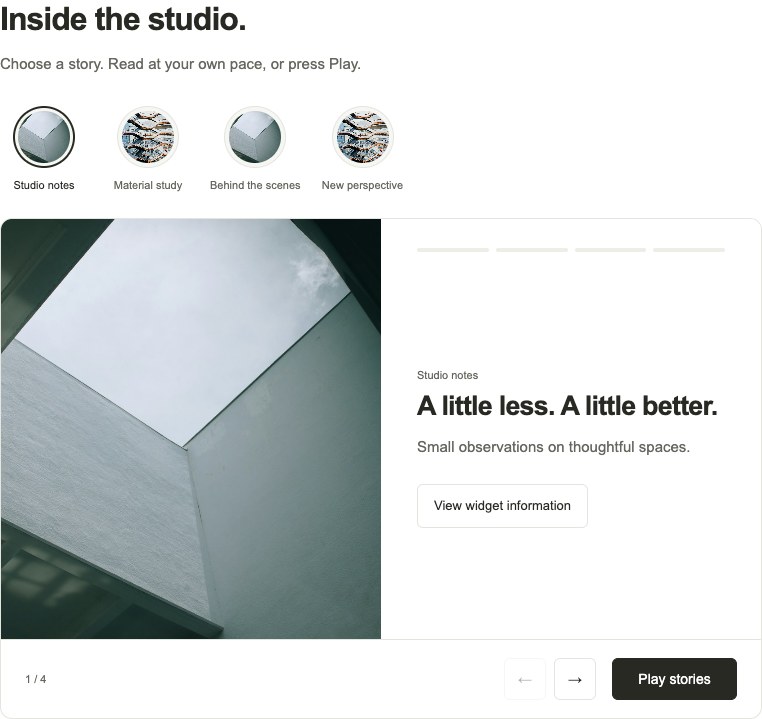 Story Slider widget with illustrative content